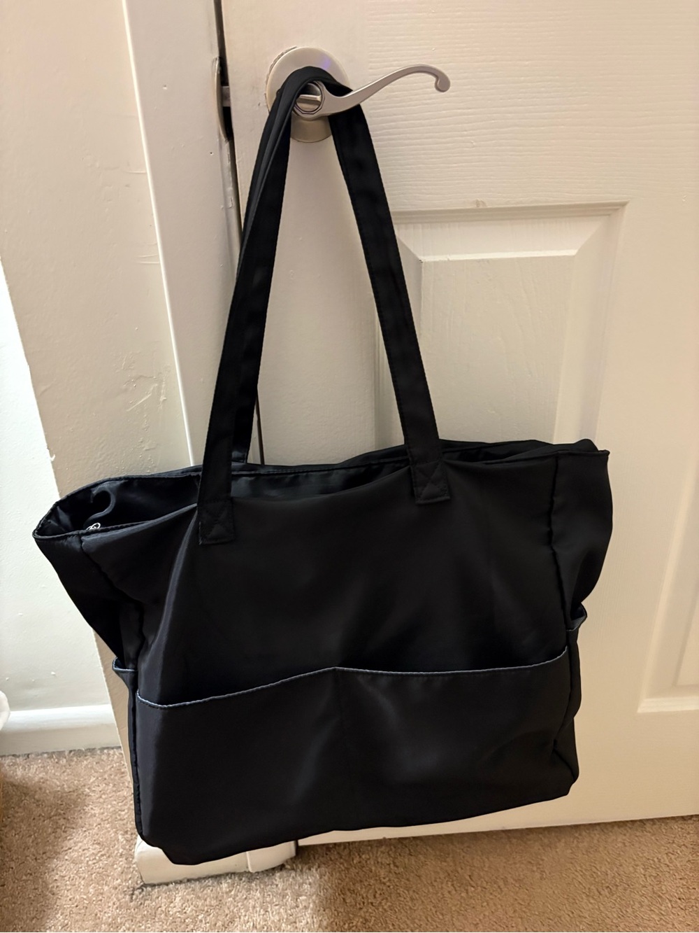 Classic Black Nylon Tote Bag - Minimalist Everyday Carry